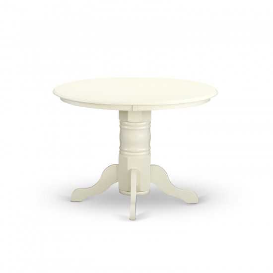 3 Pc Shelton Set, One Round Dinette Table, Two Dinette Chairs, Faux Leather Seat In A Linen White Finish.