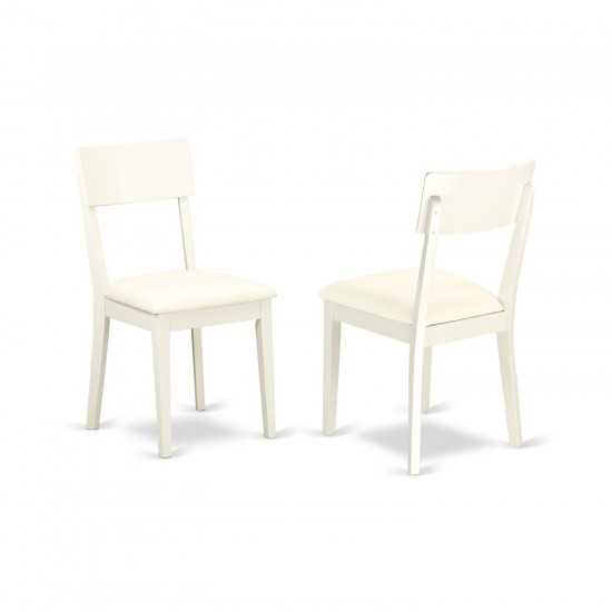 3 Pc Shelton Set, One Round Dinette Table, Two Dinette Chairs, Faux Leather Seat In A Linen White Finish.