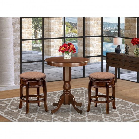 3-Pc Kitchen Table Set, 2 Parson Dining Chairs, 1 Dining Room Table (Mahogany)