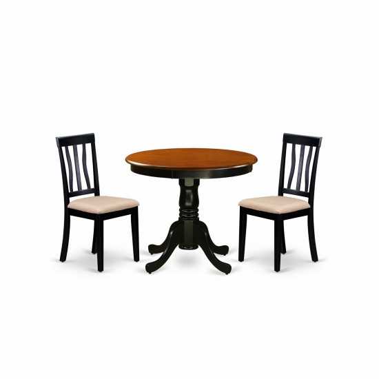 3 Pc Kitchen Table Set-Round Kitchen Table Plus 2 Dining Chairs