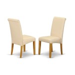 3Pc Square Table With Linen Beige Fabric Parson Chairs With Oak Chair Legs