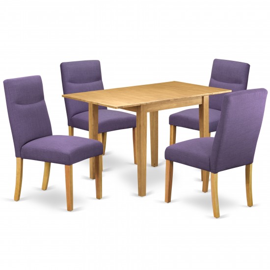 Dining Set 5 Pc, Four Room Chairs, Dining Table, Oak Finish Wood, Dahlia Color