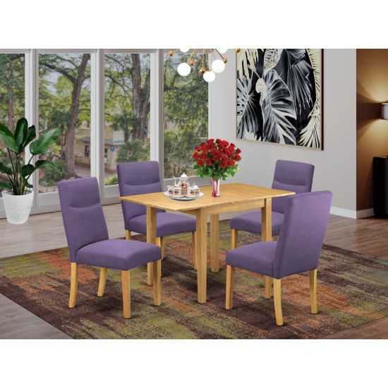 Dining Set 5 Pc, Four Room Chairs, Dining Table, Oak Finish Wood, Dahlia Color