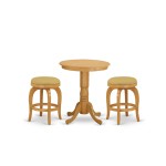 3-Pc Dinette Room Set With 2 Parson Chairs And 1 Kitchen Table (Oak Finish)