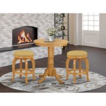 3-Pc Dinette Room Set With 2 Parson Chairs And 1 Kitchen Table (Oak Finish)