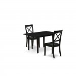 3-Pc Dining Table Set2 Dining Chairs, Butterfly Leaf Dining Table, Black