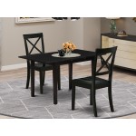 3-Pc Dining Table Set2 Dining Chairs, Butterfly Leaf Dining Table, Black