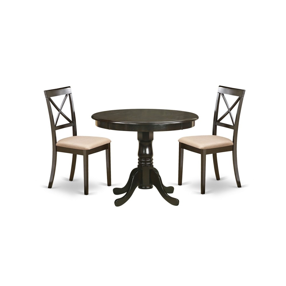 3 Pc Kitchen Table Set-Small Kitchen Table Plus 2 Dining Chairs, Cappuccino