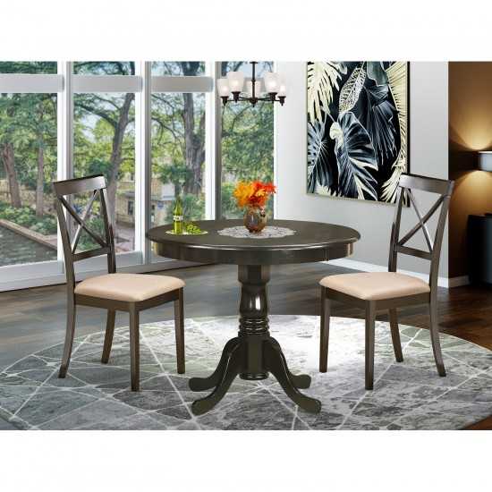 3 Pc Kitchen Table Set-Small Kitchen Table Plus 2 Dining Chairs, Cappuccino