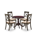 5 Pc Small Kitchen Table, Chairs Set-Round Table, 4 Chairs For Dining Room