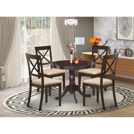 5 Pc Small Kitchen Table, Chairs Set-Round Table, 4 Chairs For Dining Room