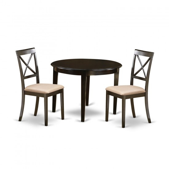 3 Pc Small Kitchen Table Set-Round Table And 2 Dining Chairs