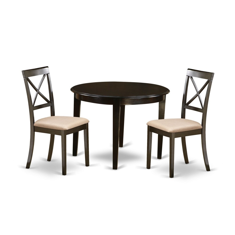 3 Pc Small Kitchen Table Set-Round Table And 2 Dining Chairs