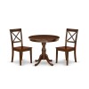 3 Pc Dining Set, 1 Round Pedestal Table, 2 Mahogany Dinning Chairs
