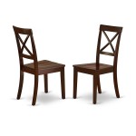 3Pc Round 42" Dinner Table, Two 9-Inch Drop Leaves, Two Wood Seat Kitchen Chairs