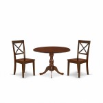 3 Pc Wooden Dining Set, 1 Drop Leaves Table, 2 Mahogany Wooden Chair, Mahogany