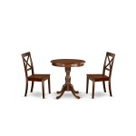 3-Pc Dining Table Set 2 Dining Room Chairs And 1 Dining Table (Mahogany Finish)