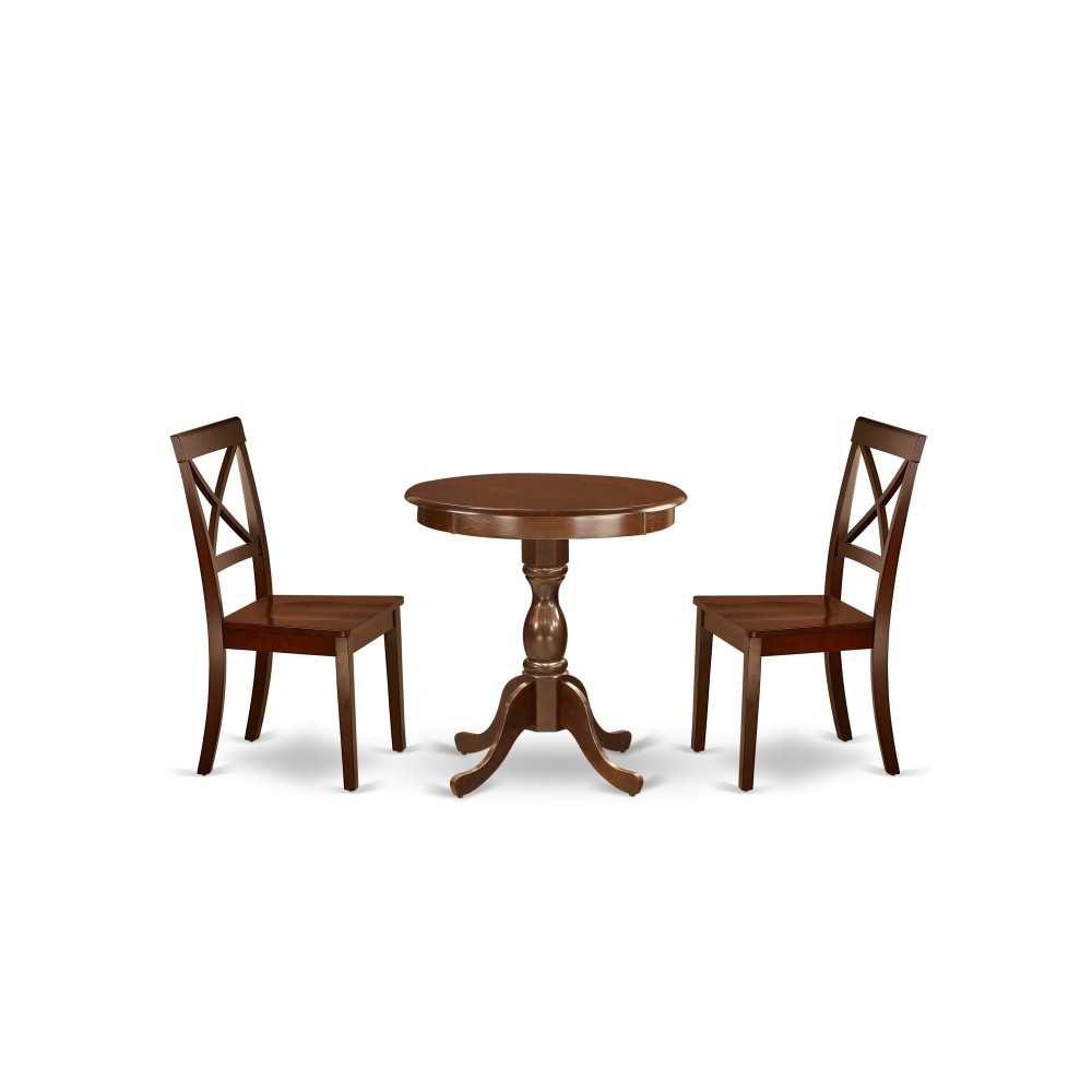 3-Pc Dining Table Set 2 Dining Room Chairs And 1 Dining Table (Mahogany Finish)