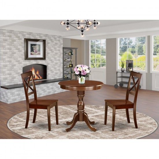 3-Pc Dining Table Set 2 Dining Room Chairs And 1 Dining Table (Mahogany Finish)