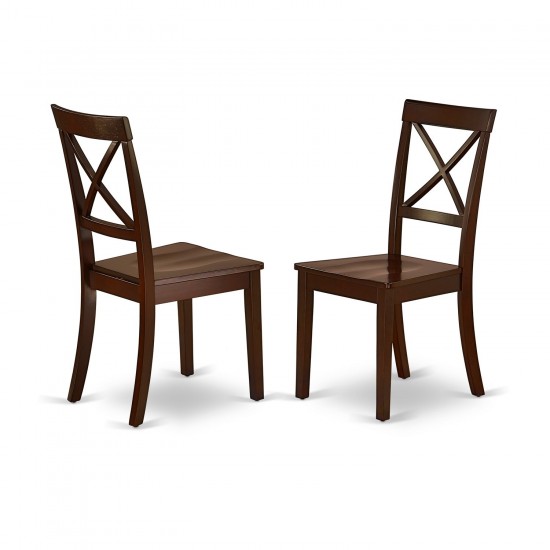 3 Pc Dining Set, Mahogany Table, 2 Mahogany Wooden Chairs, X-Back, Mahogany Finish