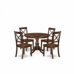 5 Pc Dining Set, Mahogany Small Kitchen Table, 4 Mahogany & Chairs, X-Back, Mahogany Finish