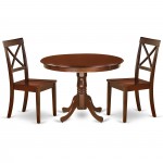 3Pc Rounded 42" Kitchen Table And A Pair Of Wood Seat Chairs