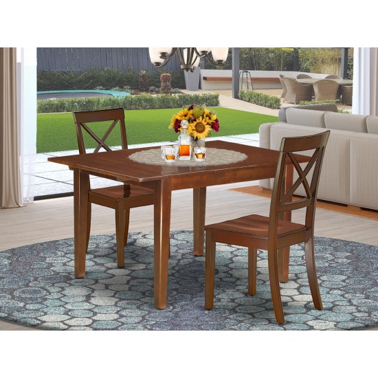 3Pc Rectangular 42/54" Dining Table, 12 In Leaf, Pair Of Wood Seat Chairs