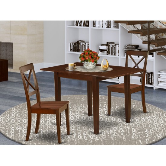 Kitchen Set 3 Pc- 2 Chairs, Dining Table, Mahogany Finish Hardwood Chair Seat, Mahogany Finish Frame.