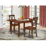 3Pc Rectangle 42/53.5" Dining Table, 12 In Leaf And Two Wood Seat Dining Chairs