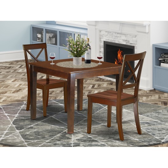 3Pc Square 36" Dinner Table And A Pair Of Wood Seat Chairs