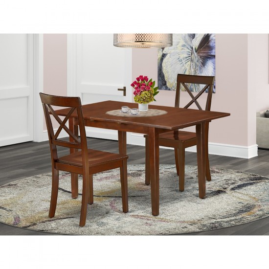 3Pc Rectangle 48/60" Kitchen Table, 12 In Leaf And Pair Of Wood Seat Chairs