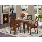 5Pc Rectangle 48/60" Dinner Table, 12 In Butterfly Leaf, 4 Wood Seat Kitchen Chairs