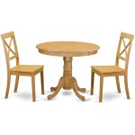 3 Pc Kitchen Table Set With A Dining Table And 2 Wood Seat Chairs In Oak