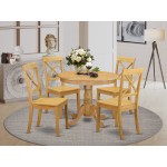 5 Pc Kitchen Table Set With A Dining Table And 4 Wood Seat Chairs In Oak