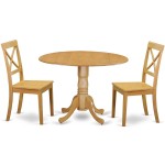 3 Pc Dublin Kitchen Table Set-Dining Table, 2 Wood Seat Kitchen Chairs In Oak