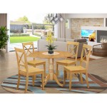 5 Pc Dublin Kitchen Table Set-Dining Table, 4 Wood Seat Kitchen Chairs In Oak