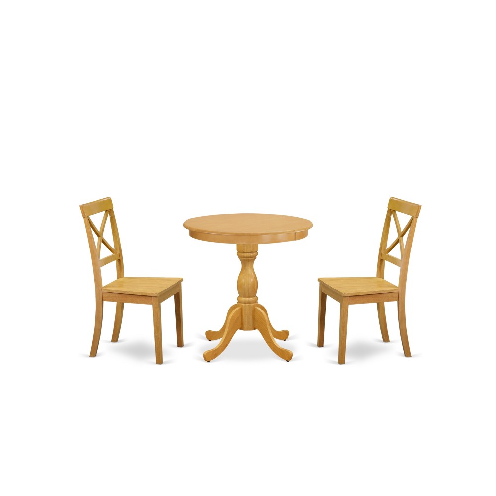 3-Pc Dining Room Table Set 2 Wood Dining Chairs And 1 Dining Room Table (Oak)