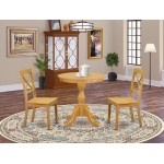 3-Pc Dining Room Table Set 2 Wood Dining Chairs And 1 Dining Room Table (Oak)