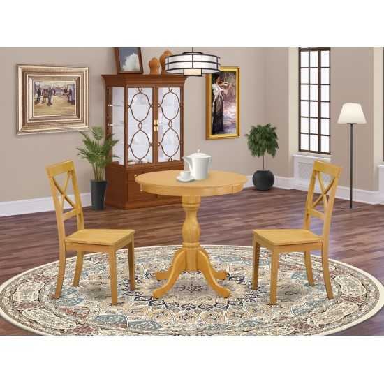 3-Pc Dining Room Table Set 2 Wood Dining Chairs And 1 Dining Room Table (Oak)