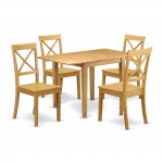 Kitchen Set 5 Pc- 4 Fabulous Chairs, Dining Table, Oak Finish Chair Seat, Oak Finish Hardwood Structure.