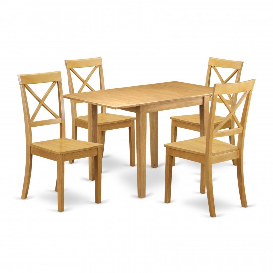 Kitchen Set 5 Pc- 4 Fabulous Chairs, Dining Table, Oak Finish Chair Seat, Oak Finish Hardwood Structure.