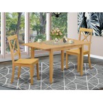 3-Piece Table Set - Table And 2 Wood Seat Dining Chairs In Oak Finish