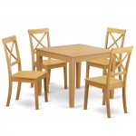 4-Piece Dinette Table Set - Table And 4 Wood Seat Dining Chairs In Oak Finish