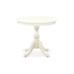 3 Pc Dining Set, 1 Round Pedestal Table, 2 Linen White Faux Leather Chairs, X-Back, Linen White Finish