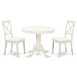 3 Pc Kitchen Table Set, Dining Table And 2 Faux Leather Chairs In Linen White