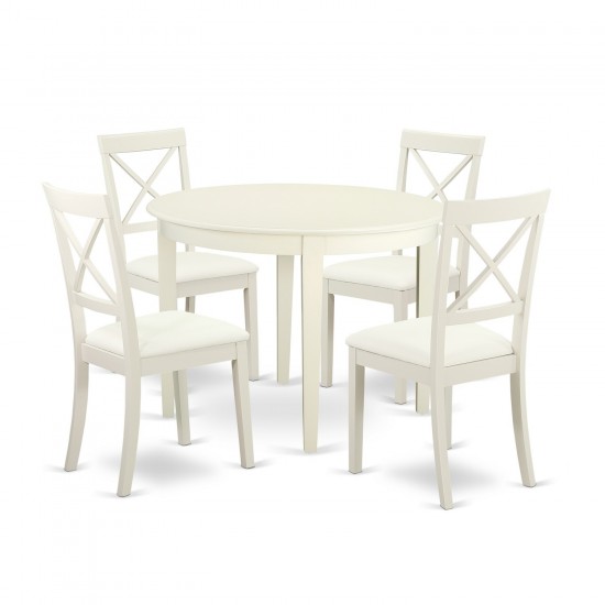 5 Pc Small Kitchen Table Set-Round Kitchen Table And 4 Dining Chairs In White