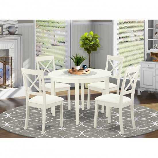 5 Pc Small Kitchen Table Set-Round Kitchen Table And 4 Dining Chairs In White