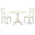 3 Pc Dublin Kitchen Set-Dining Table And 2 Faux Leather Seat Kitchen Chairs