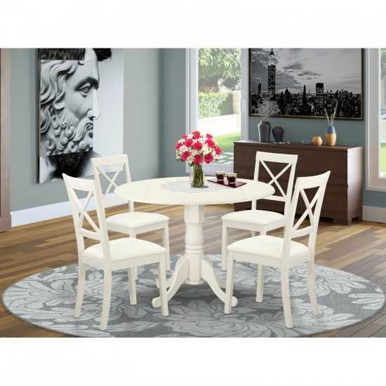 5 Pc Dublin Kitchen Table Set-Dining Table, 4 Faux Leather Seat Kitchen Chairs