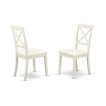 3 Pc Dinning Set, 1 Drop Leaves Dining Table, 2 Linen White Faux Leather Kitchen Chairs, X-Back, Linen White Finish